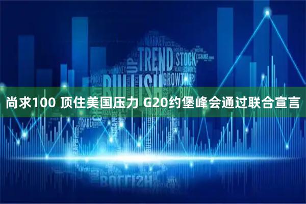 尚求100 顶住美国压力 G20约堡峰会通过联合宣言